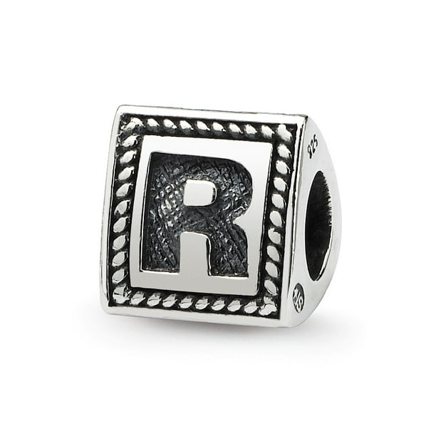 .925 Sterling Silver Letter R Bead .925 Sterling Silver Letter R Bead